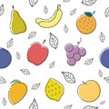 Seamless pattern of fruits. White background. Royalty Free Stock Photo